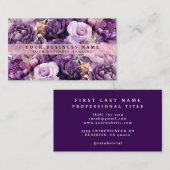 Elegante Dark Deep Purple Flowers Visitekaartjes (Voorkant / Achterkant)