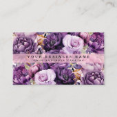 Elegante Dark Deep Purple Flowers Visitekaartjes (Voorkant)