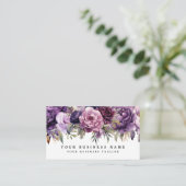 Elegante Dark Deep Purple Flowers Visitekaartjes (Staand voorkant)