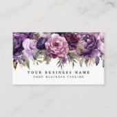 Elegante Dark Deep Purple Flowers Visitekaartjes (Voorkant)