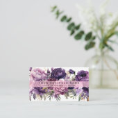 Elegante Dark Deep Purple Flowers Visitekaartjes (Staand voorkant)