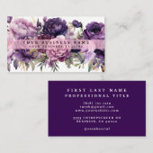 Elegante Dark Deep Purple Flowers Visitekaartjes (Voorkant / Achterkant)