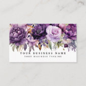 Elegante Dark Deep Purple Flowers Visitekaartjes (Voorkant)