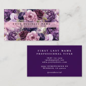 Elegante Dark Deep Purple Flowers Visitekaartjes (Voorkant / Achterkant)
