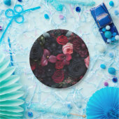 Elegante Dark Floral Arrangement met Rozen Papieren Bordje (Feest)