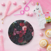 Elegante Dark Floral Arrangement met Rozen Papieren Bordje (Feest)