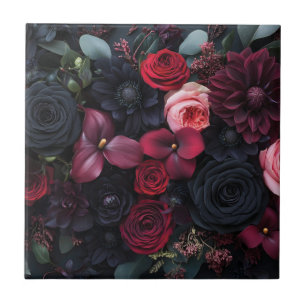 Elegante Dark Floral Arrangement met Rozen Tegeltje
