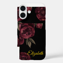 Elegante Dark Floral Peony iPhone Case