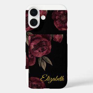 Elegante  Dark Floral Peony iPhone Case
