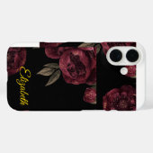 Elegante Dark Floral Peony iPhone Case (Achterkant (horizontaal))