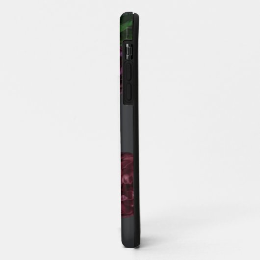 Elegante Dark Floral Roos Monogram I Phone Case (Achterkant/links)