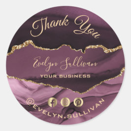 Elegante Dark Mauve Agaat Dank u sticker