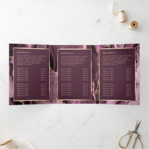 Elegante Dark Mauve Gold Agaat Trifold Brochure Drieluik Kaart