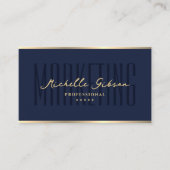 Elegante Dark Navy Blue Marketing Professional Visitekaartje (Voorkant)