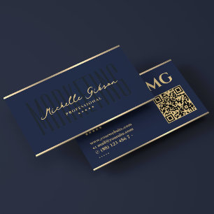 Elegante Dark Navy Blue Marketing Professional Visitekaartje