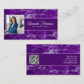 Elegante Dark Paarse Marmeren Foto Vastgoed Visitekaartje (Voorkant / Achterkant)