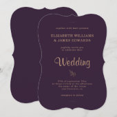 Elegante Dark Paarse Moody bruiloft Kaart (Voorkant / Achterkant)