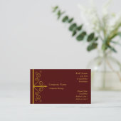Elegante Dark Red Swirl Business Card Template Visitekaartje (Staand voorkant)