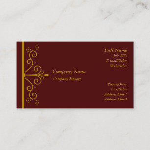 Elegante Dark Red Swirl Business Card Template Visitekaartje