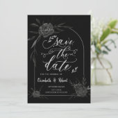 Elegante Dark Rozen Black Gothic Bewaar de datum Save The Date (Staand voorkant)