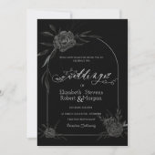 Elegante Dark Rozen Black Wedding Kaart (Voorkant)