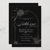Elegante Dark Rozen Black Wedding Kaart (Voorkant / Achterkant)