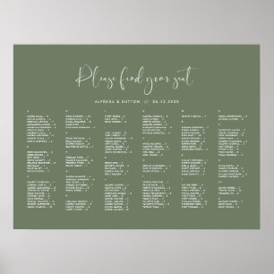 Elegante Dark Sage Green Alfabetische zithoek Poster