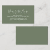 Elegante Dark Sage groene Recept aanvraag kaart (Voorkant / Achterkant)