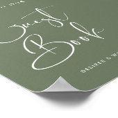 Elegante Dark Sage Teken onze gastenboek bruiloft Poster (Hoek)
