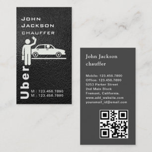 Elegante Dark Taxi Driver / Chauffeur QR Code Visitekaartje