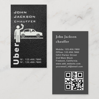 Elegante Dark Taxi Driver / Chauffeur QR Code Visitekaartje