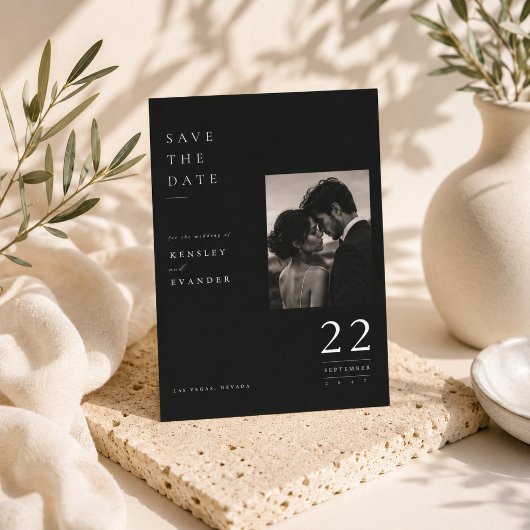 Elegante datum spotlight save the date kaart.