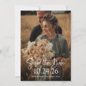 Elegante datum | Twee foto's en QR-code bruiloft Save The Date (Voorkant)