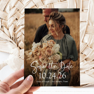 Elegante datum   Twee foto's en QR-code bruiloft Save The Date