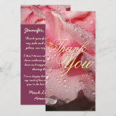 Elegante dauwdruppels op roze rozenblaadje Maid of Bedankkaart (Voorkant / Achterkant)