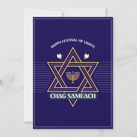 Elegante Davidster Hanukka Feestdagenkaart (Voorkant)