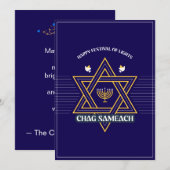 Elegante Davidster Hanukka Feestdagenkaart (Voorkant / Achterkant)