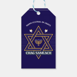 Elegante Davidster Hanukkah-cadeaubijslab  Cadeaulabel