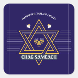 Elegante Davidster Hanukkah-sticker Vierkante Sticker
