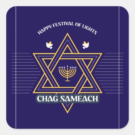 Elegante Davidster Hanukkah-sticker Vierkante Sticker (Voorkant)