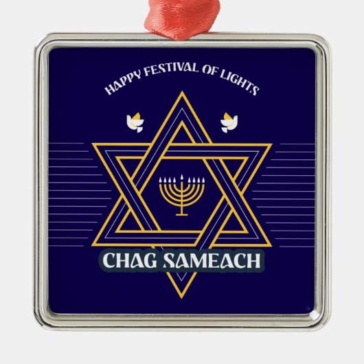 Elegante Davidster Hanukkah-versiering Metalen Ornament (Voorkant)