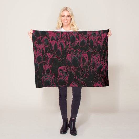 Elegante Decke mit Pinkem Blumenmuster Fleece Deken (In situ)