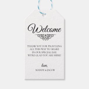 Elegante Deco bloeien bruiloft welkomsttas Cadeaulabel