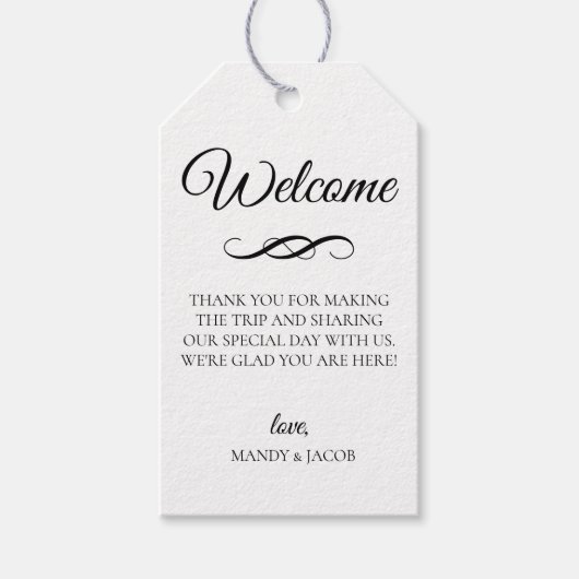 Elegante Deco bloeien bruiloft welkomsttas Cadeaulabel (Voorkant)