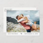 Elegante Deco Bloeiende Foto Bewaar de Datum Aankondigingskaart (Voorkant / Achterkant)