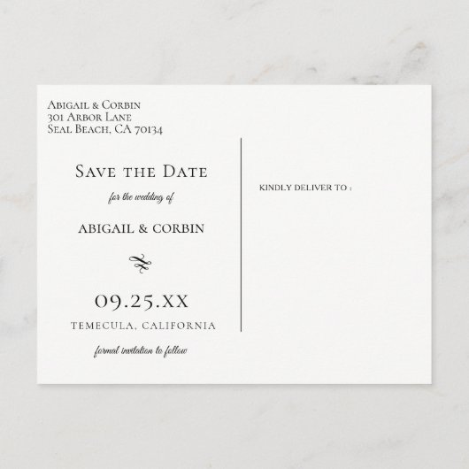 Elegante Deco Bloeiende Foto Bewaar de Datum Aankondigingskaart (Achterkant)