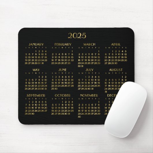 Elegante Deco jaarkalender 2025 Muismat (Met muis)