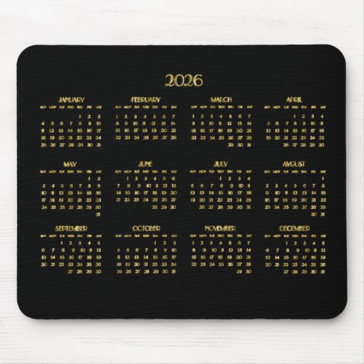 Elegante Deco jaarkalender 2026 Muismat (Voorkant)