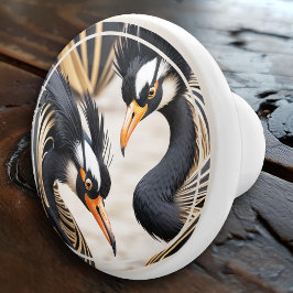 Elegante Deco Romantische Kraanvogels Keramische Knop