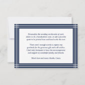 Elegante Deco Typografie Marine Blauw & Wit Ingeli Bedankkaart (Achterkant)